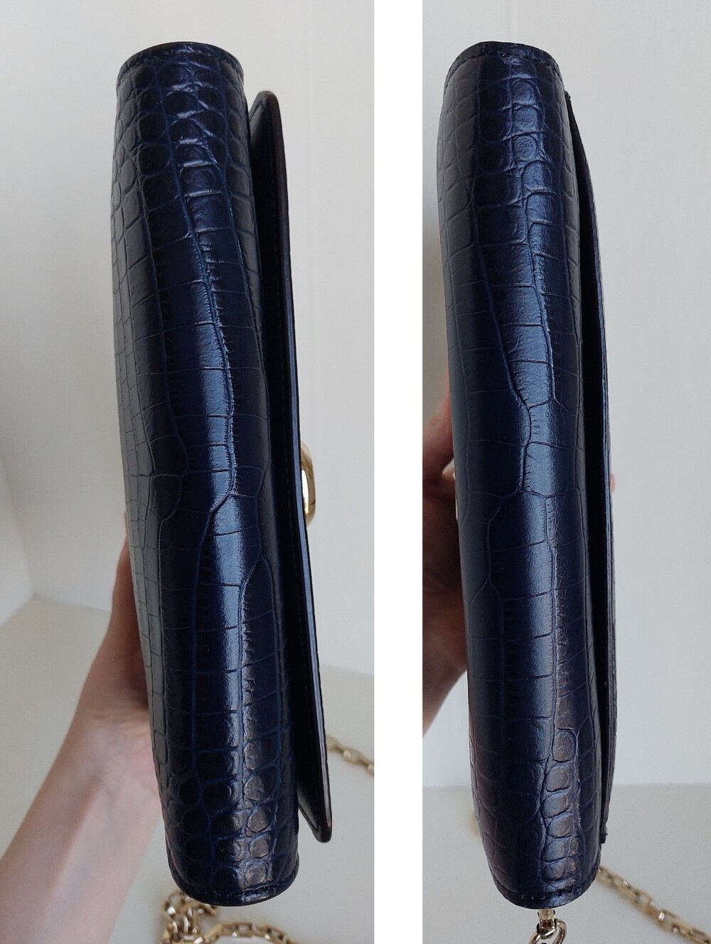 Jimmy Choo Varenne Navy Blue Croc Clutch Bag - Picture 11 of 17
